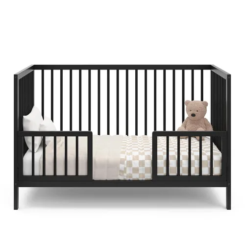 Miniatura 13 de Graco Teddi Cuna convertible 5 en 1 (negro) – Certificado GREENGUARD Gold, se convierte en sofá cama, cama infantil y individual con cabecera