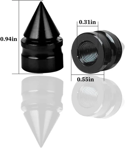 Miniatura 2 de Osilly Tapones para válvulas de neumáticos de automóvil, paquete de 8 tapones de vástago de presión de aire de aleación de aluminio con pinchos, Oro