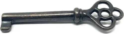 Metal Magery Llave de esqueleto de barril hueco de latón antiguo para puertas, escritorios, armarios, aparadores, relojes y muebles vintage