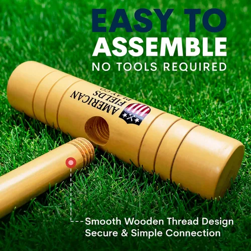 Miniatura 7 de Juego de croquet premium para adultos – Juegos de croquet de lujo para familias con mazos de madera de 35 pulgadas, bolas de polímero, bolsa