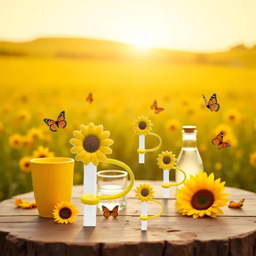 Miniatura 2 de 4 dispensadores de paja para beber, tapón de paja de girasol, tapones reutilizables a prueba de salpicaduras, herramienta de cocina, puntas