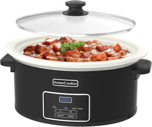 Miniatura 16 de HOMECOOKIN Olla de cocción lenta programable de 8 cuartos con temporizador y función mantener caliente - Pequeño electrodoméstico de cocina