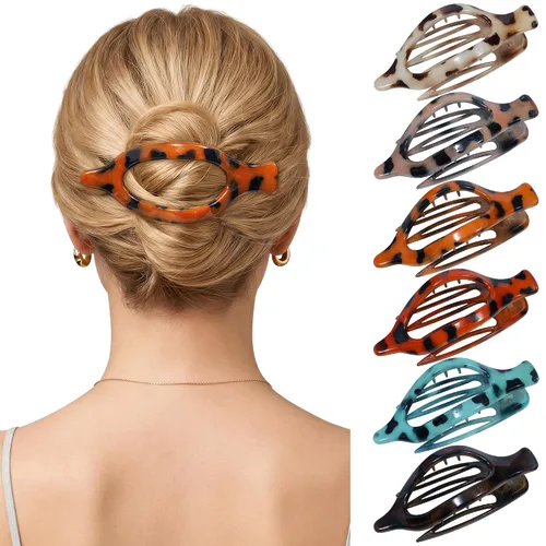 Miniatura 14 de Pinzas de pelo planas francesas para mujer, 6 pinzas planas para cabello fino y grueso, agarre fuerte, agarre antideslizante, pinzas para el cabello