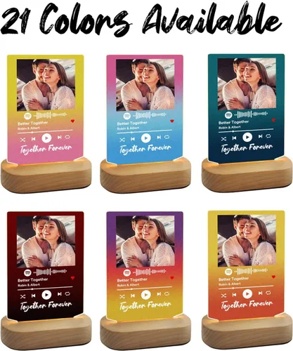 Miniatura 5 de Canción acrílica personalizada con foto, regalo personalizado para novio, novia, cubierta de álbum acrílico, placa de música transparente colorida