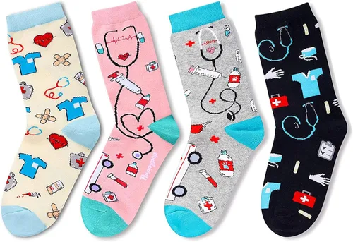 Miniatura 5 de HAPPYPOP Calcetines divertidos de dentista enfermera médico libros médicos regalos novedosos para amantes de los libros dentistas enfermeras