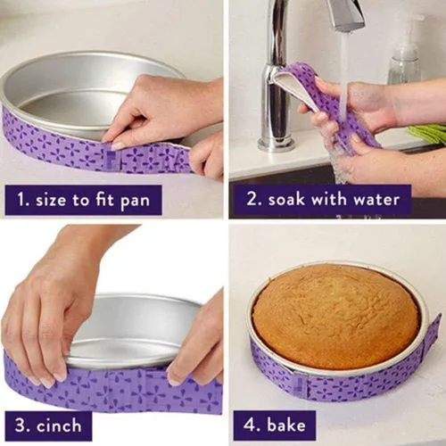 Miniatura 2 de Mity rain Tiras para Amortiguar Bandeja de Pastel de 4 Piezas, Tiras de Algodón Gruesas Superabsorbentes para Hornear, Nivelador de Pastel y 4 pzas
