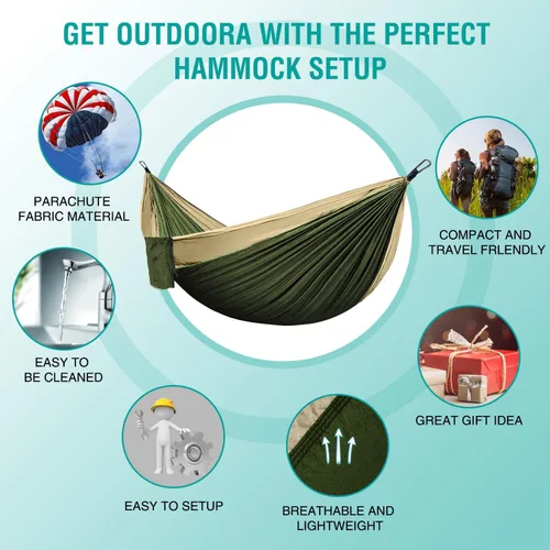 Miniatura 4 de Hamaca para campamento, hamacas portátiles individuales/dobles para senderismo al aire libre, viajes, mochileros, hamaca de nailon 210D para patio
