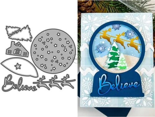 Miniatura 10 de DzIxY Hermosos troqueles de corte de metal con estrellas de árbol de Navidad para hacer tarjetas, juegos de troqueles de papel para grabar, álbum
