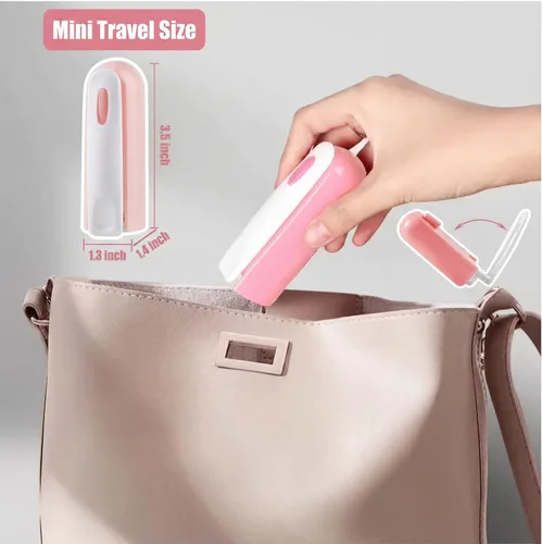 Miniatura 6 de Rodillo de pelusa reutilizable, paquete de 2 unidades, rodillo adhesivo lavable con cubierta para pelo de mascotas, removedor de pelusa portátil Rosa