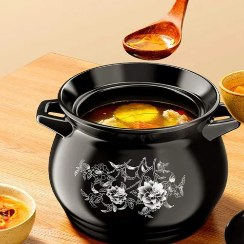 Miniatura 6 de Olla de cerámica para estofado de cerámica, resistente al desgaste, multiusos, con asas, cubierta resistente al calor para personas, hermoso diseño