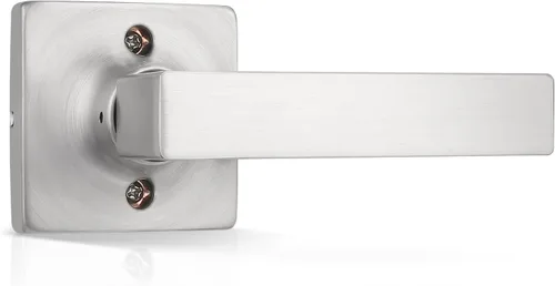 Miniatura 12 de GOBEKOR Paquete de 1 palanca de paso, manijas de puerta rectas de níquel satinado para cerradura de puerta de armario, manija cuadrada de puerta