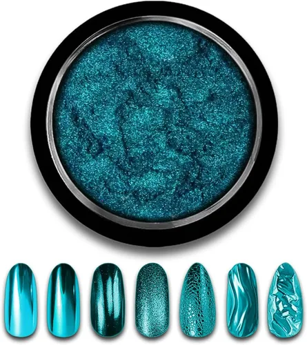 Miniatura 18 de Polvo de uñas cromado verde navideño, efecto espejo, polvo metálico, holográfico, brillantina, decoración de manicura, pigmento reflectante