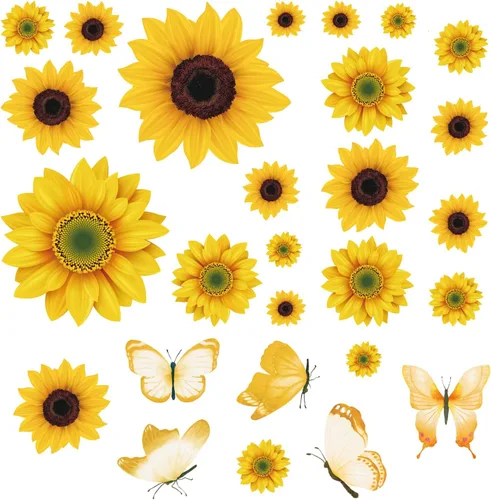 AOWDIAO Adhesivos de pared de girasol para despegar y pegar, decoraciones de girasol para dormitorio, cocina, baño, sala de estar