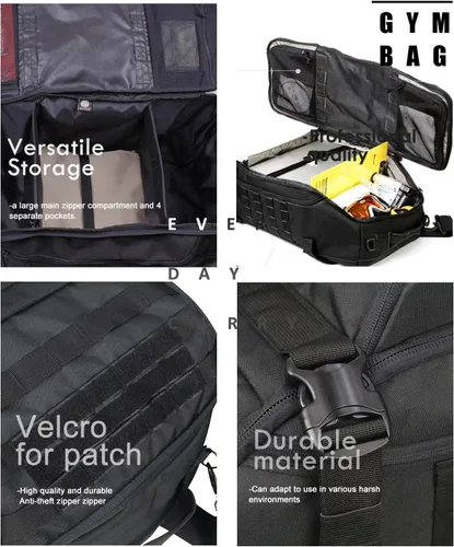 Miniatura 5 de WolfWarriorX Bolsa de viaje para hombre, mochila militar grande, bolsa de fin de semana, Negro