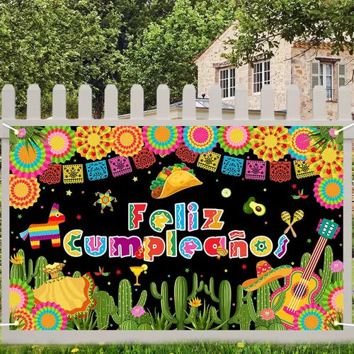 Miniatura 7 de Avezano Feliz Cumpleaños Fondo de Fiesta Mexicana Fiesta Fotografía Fondo Fiesta Cactus México Cinco De Mayo Carnaval Banner 70.8 x 43.3 pulgadas