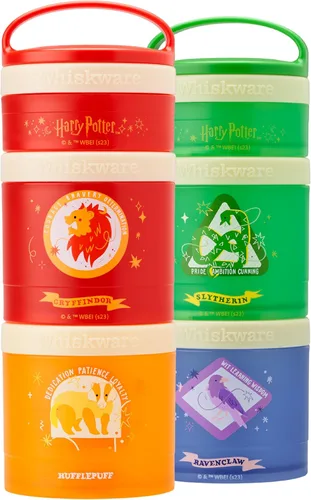 Whiskware Harry Potter Contenedores Apilables para Aperitivos para Niños y Niños Pequeños, 3 Tazas Apilables para Aperitivos para la Escuela y Juego