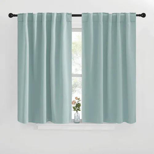NICETOWN Paneles de cortinas opacas para sala de estar, color azul aguamarina, 29 x 36 pulgadas, juego de 2 paneles, cortinas opacas de