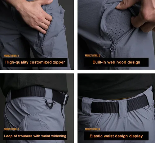 Miniatura 3 de BIYLACLESEN Pantalones militares Ripstop para hombre, con múltiples bolsillos, ligeros, de secado rápido, para senderismo, campamento