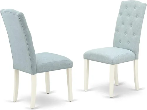 Miniatura 4 de East West Furniture HLCE5-LWH-15 - Juego de mesa de comedor de 5 piezas para 4 personas, incluye una mesa de cocina redonda con pedestal y 4 sillas