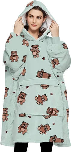 Miniatura 41 de KFUBUO Manta portátil con capucha de sherpa para niños, todos los patrones, sudadera de gran tamaño con bolsillo, regalos de cumpleaños para niñas