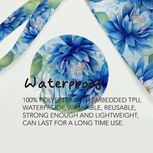 Miniatura 5 de Fokongna Bolsa húmeda con estampado floral, pequeño organizador portátil impermeable multifuncional para mujeres, lirio de agua azul, ideal para uso