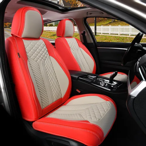 Miniatura 14 de Coverado Juego completo de fundas de asiento, fundas de asiento de piel sintética transpirable de 5 asientos para automóviles, funda de asiento