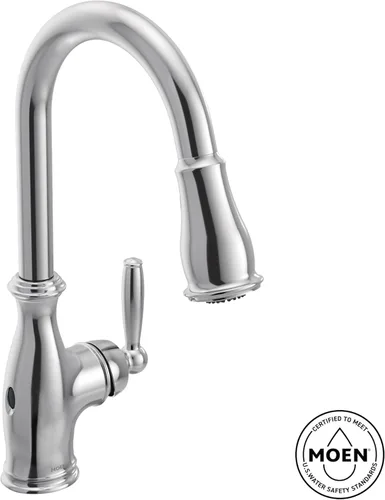 Miniatura 4 de Grifo de cocina Moen Brantford Spot Resist de acero inoxidable Motionsense Wave sin contacto de una manija desplegable con Power Clean y sistema
