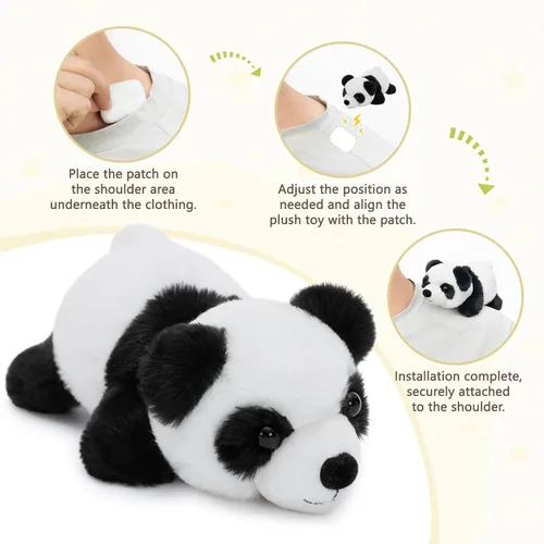 Miniatura 3 de Tezituor Juego de 2 juguetes magnéticos portátiles de peluche, imanes de hombro de 7 pulgadas, panda y perezoso, juego interactivo, regalo