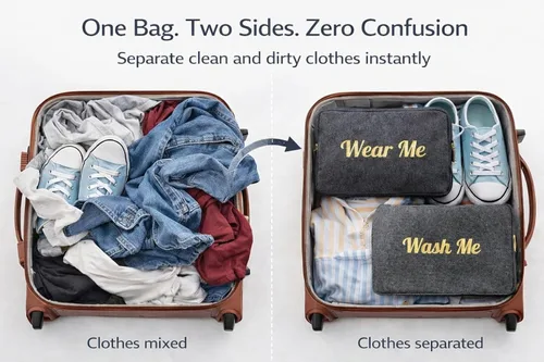 Miniatura 4 de Travel Fanatics Wear Me Wash Me - Bolsa organizadora de ropa sucia y limpia de 2 caras para maleta, equipaje de mano y viajes