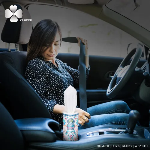 Miniatura 3 de Soporte para pañuelos de coche con pañuelos faciales a granel, tejido para portavasos, cajas redondas de pañuelos para pañuelos de coche, paquetes