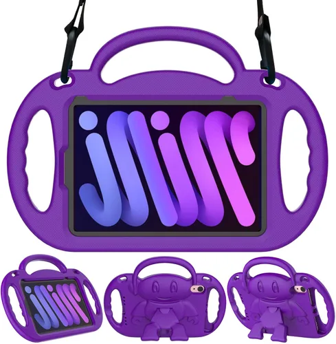 Miniatura 11 de Funda para Niños para iPad Mini 7 (A17 Pro) 2024/ Mini 6 2021, Funda para iPad Mini 7ª/6ª Generación con Correa para Hombro - Resistente a Golpes