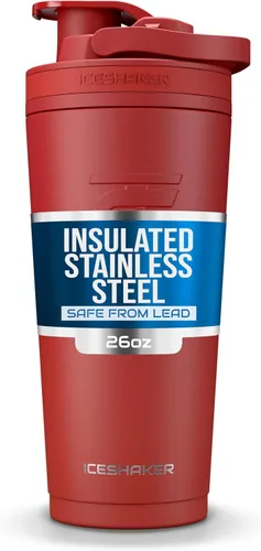 Miniatura 7 de Ice Shaker Botella Agitadora de Acero Inoxidable 26 oz, Negro/Blanco Se Mantiene Fría por Más de 30 Horas Vaso Aislado con Agitador de Rosca