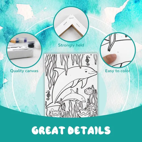 Miniatura 3 de goldentime Paquete de 3 Kits de Pintura por Números para Niños, Pintura en Lienzo Predibujado, Incluye Lienzo Enmarcado de 8 x 10 Pulgadas con 18