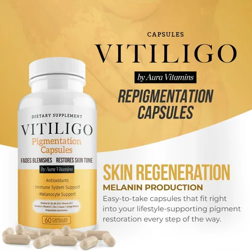 Miniatura 3 de Dermawonder - Cápsulas de vitiligo (60 unidades) Suplemento eficaz de vitíligo, reduce las manchas blancas y mejora el apoyo de la pigmentación