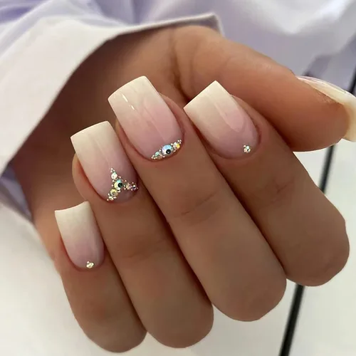 Miniatura 13 de Uñas postizas a presión con diseños de longitud media, forma de ataúd, cobertura completa, reutilizables, con pegamento, uñas adhesivas