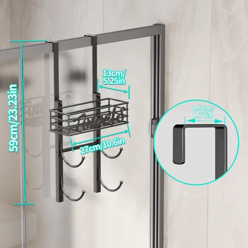 Miniatura 7 de HapiRm Toalleros para almacenamiento de baño, 3 niveles sobre la puerta y montaje en pared, organizador de toallas enrollado con cesta de estante