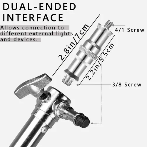 Miniatura 2 de KuuGuu Adaptador de trípode de tornillo roscado, convertidor de metal estándar de 1/4 a 3/8 pulgadas, adaptador de espiga para soporte de flash