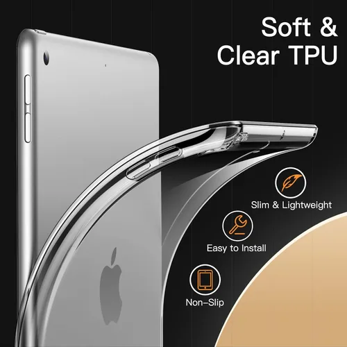Miniatura 3 de JETech - Funda para iPad de 9.7 pulgadas (6ª/5ª generación, 2018/2017), funda delgada transparente de TPU suave y a prueba de golpes (transparente)