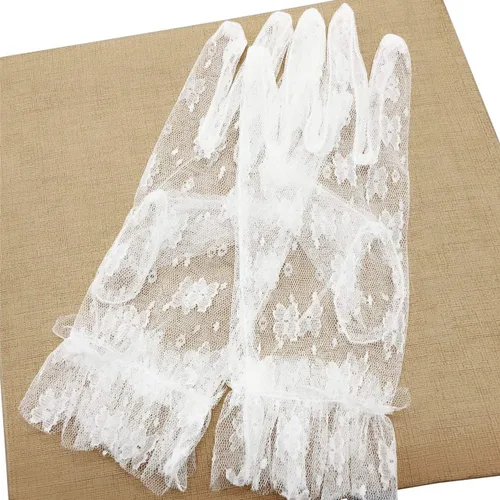 Miniatura 4 de Ayliss Guantes de encaje para mujer, guantes cortos de boda, elegantes guantes florales de novia de los años 20, ópera, baile, fiesta de té, cosplay
