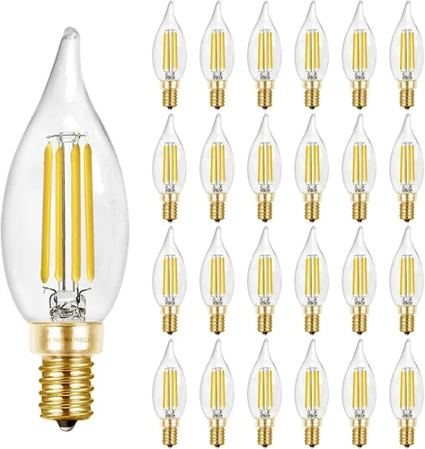 Miniatura 12 de Hizashi Bombillas LED de candelabro, E12, 40W regulables, CRI 90+, 4W, 450 lm, 5000K blanco diurno, bombillas de araña CA10, bombillas de vela