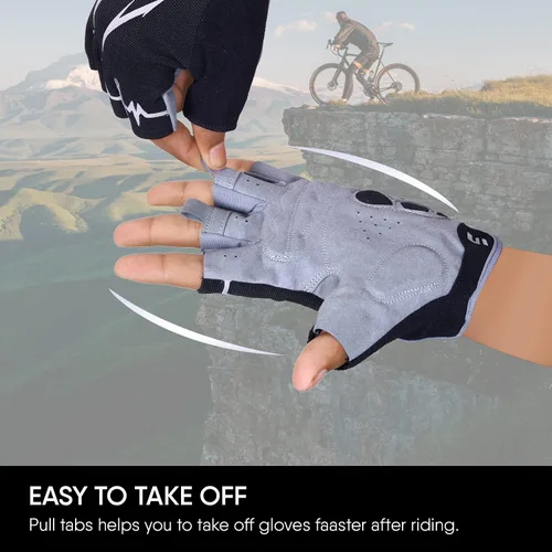 Miniatura 2 de SAWANS Guantes de ciclismo de medio dedo, guantes de ciclismo de montaña de carretera, antideslizantes, amortiguadores, acolchados, transpirables