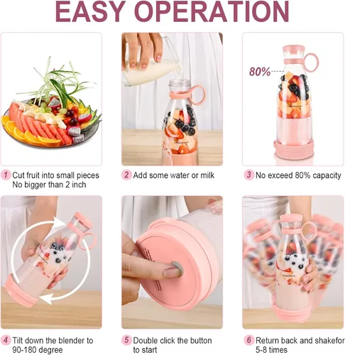Miniatura 5 de Batidora manual portátil de alimentos, rosa