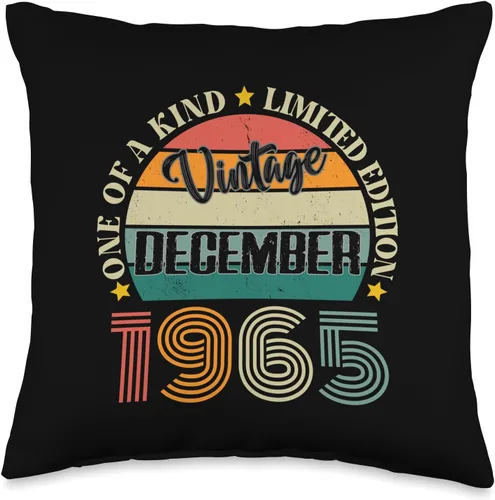 Vintage Birthday Retro Limited Edition Retro Gifts 59 Year Old Vintage December 1965 59th Birthday Retro Throw Pillow, 16x16, Multicolor