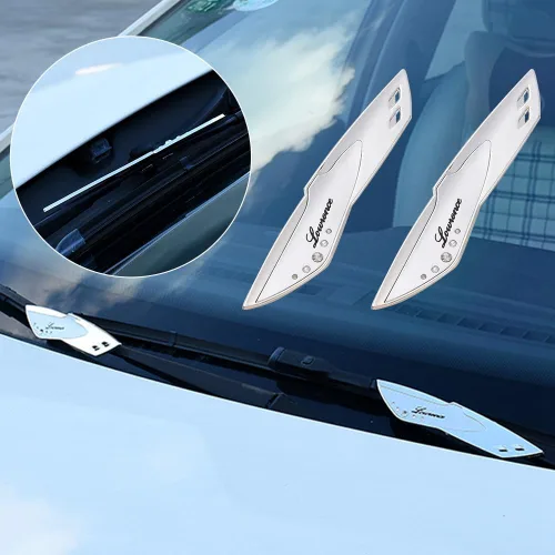 Miniatura 6 de 1 Par Soporte de Limpiaparabrisas de Coche Spoiler de Aleta de Escobilla de Limpiaparabrisas Tabletas de Presión, Todo Plateado