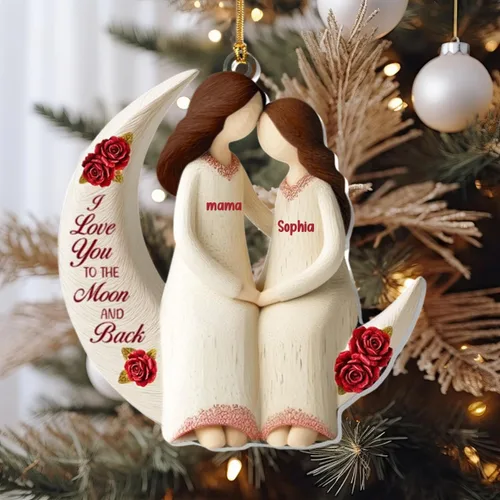 Miniatura 8 de Abuela y Nieto Moon Loves - Adornos Acrílicos Personalizados de 1 Capa - Te Amo Hasta la Luna y de Vuelta - Adorno Adornos Navideños 2025