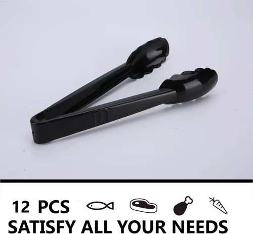 Miniatura 4 de Pinzas de plástico para cocina, juego de utensilios desechables, 12 piezas, pinzas de ensalada festoneadas de 9 pulgadas resistentes