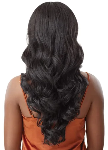 Miniatura 4 de Outre - Peluca con cierre de encaje 5x5 - Mezcla de cabello humano - Rizo corporal de 24 pulgadas (DR2/CHOCOLATE SWIRL)