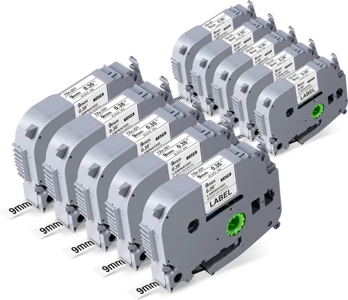 Miniatura 15 de Weemay Paquete de 4 cintas TZe-221 TZe221 compatibles con Brother TZ 0.354 in 0.35 cinta blanca laminada TZe TZ TZ221 TZ-221 3/8 etiqueta laminada