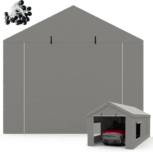 Miniatura 12 de Pared lateral de repuesto para toldo de cochera de 20 x 6.6 pies, se adapta a cochera de 10 x 20, 12 x 20, 20 x 20 pies con ventanas enrollables