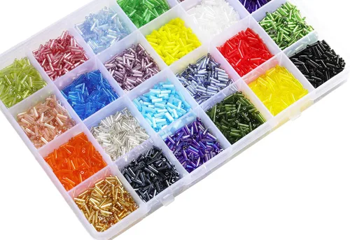 Miniatura 2 de Crafts Cuentas de cristal para corneta de 0.236 in, cuentas espaciadoras de tubo, agujas con caja organizadora para hacer joyas